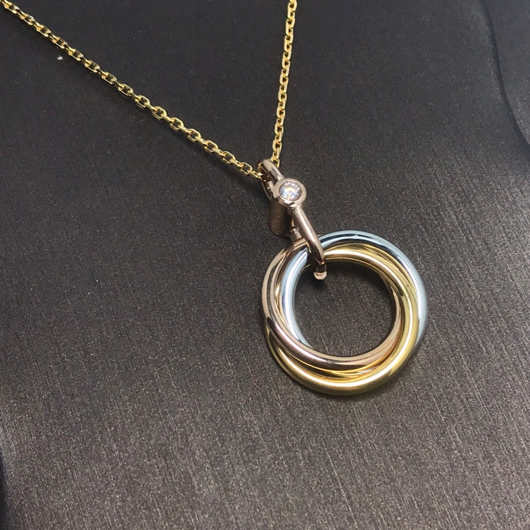Aura TRINITY SILVER GOLD PINK GOLD NECKLACE