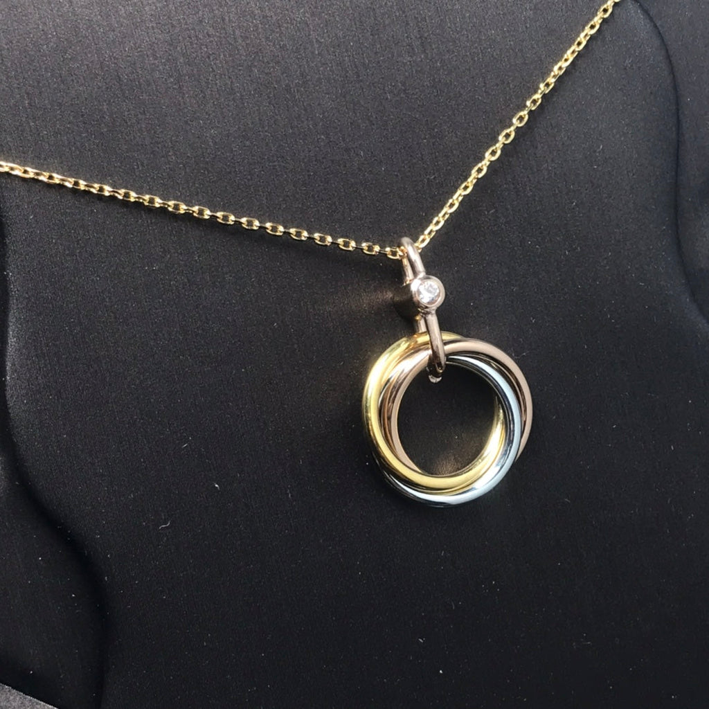 Aura TRINITY SILVER GOLD PINK GOLD NECKLACE
