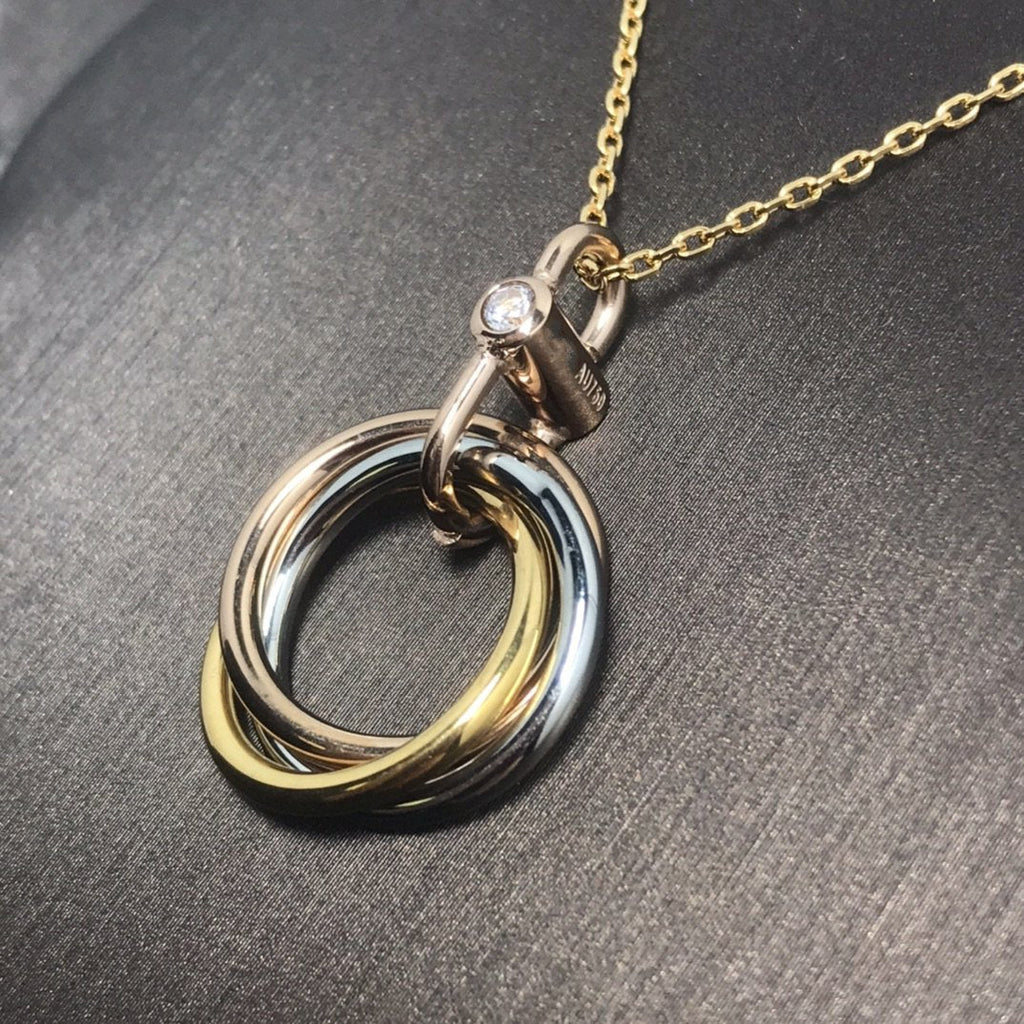 Aura TRINITY SILVER GOLD PINK GOLD NECKLACE