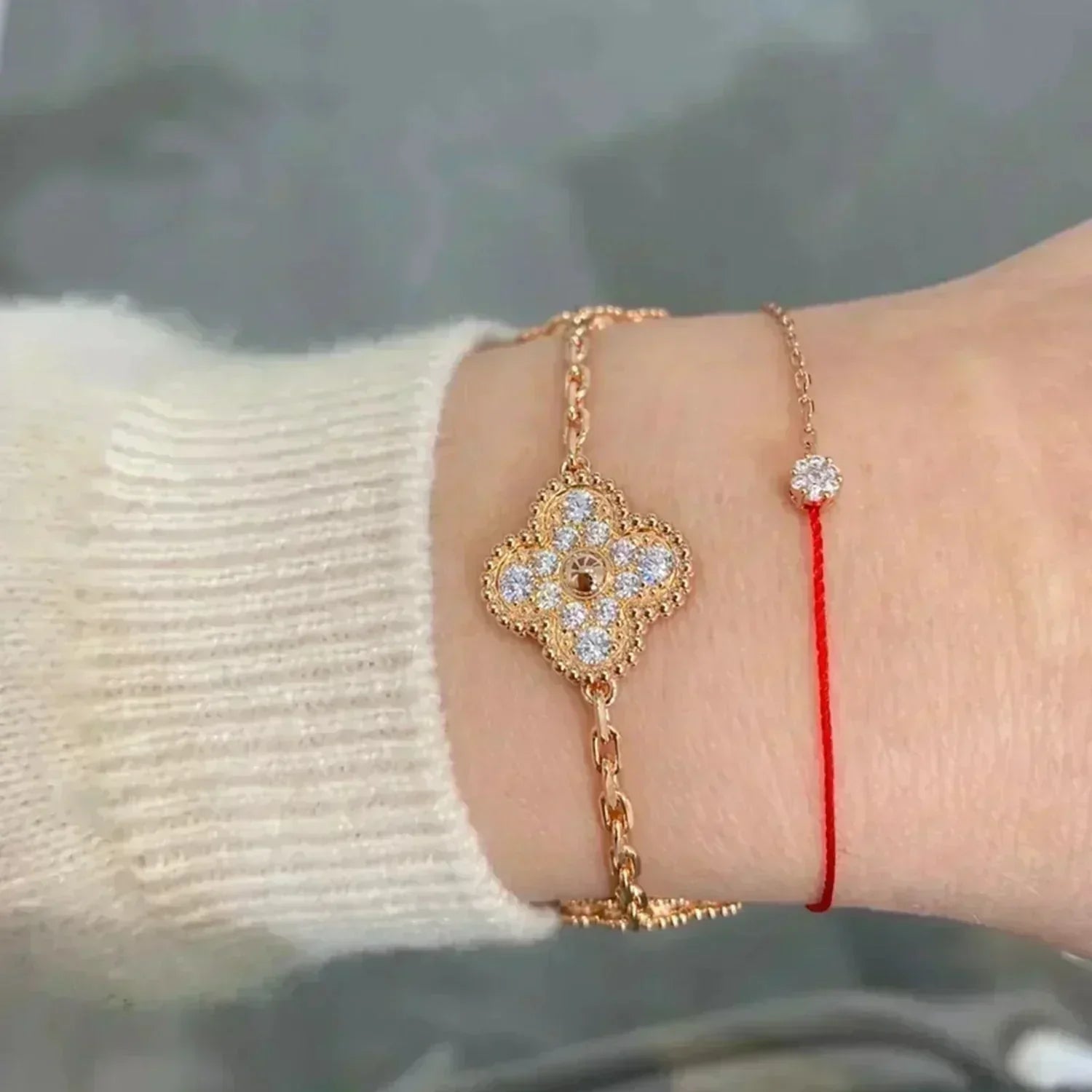 [Aura ] New  CLOVER 5 MOTIF FULL DIAMOND BRACELET COLLECTION