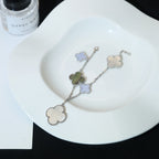 Aura CLOVER BRACELET 5 MOTIFS MOP CHALCEDONY SILVER