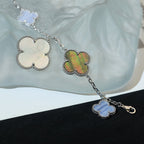 Aura CLOVER BRACELET 5 MOTIFS MOP CHALCEDONY SILVER