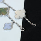 Aura CLOVER BRACELET 5 MOTIFS MOP CHALCEDONY SILVER