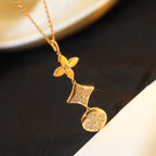 Aura STAR AND SUN DIAMOND PINK GOLD NECKLACE
