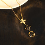 Aura STAR AND SUN ONYX ROSÉGOLD HALSKETTE