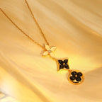 Aura STAR AND SUN ONYX ROSÉGOLD HALSKETTE
