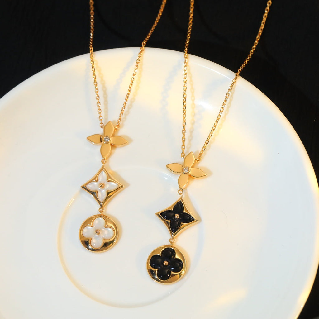 Aura STAR AND SUN ONYX ROSÉGOLD HALSKETTE
