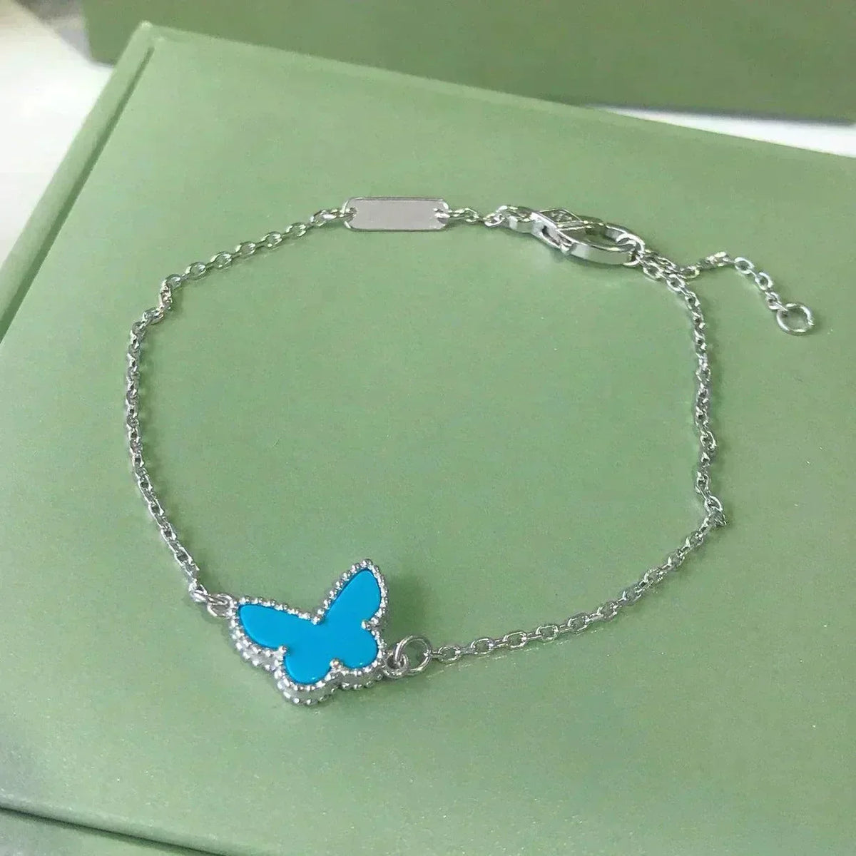 [⭐Aura ]BUTTERFLY TURQUOISE BUTTERFLY BRACELET SILVER