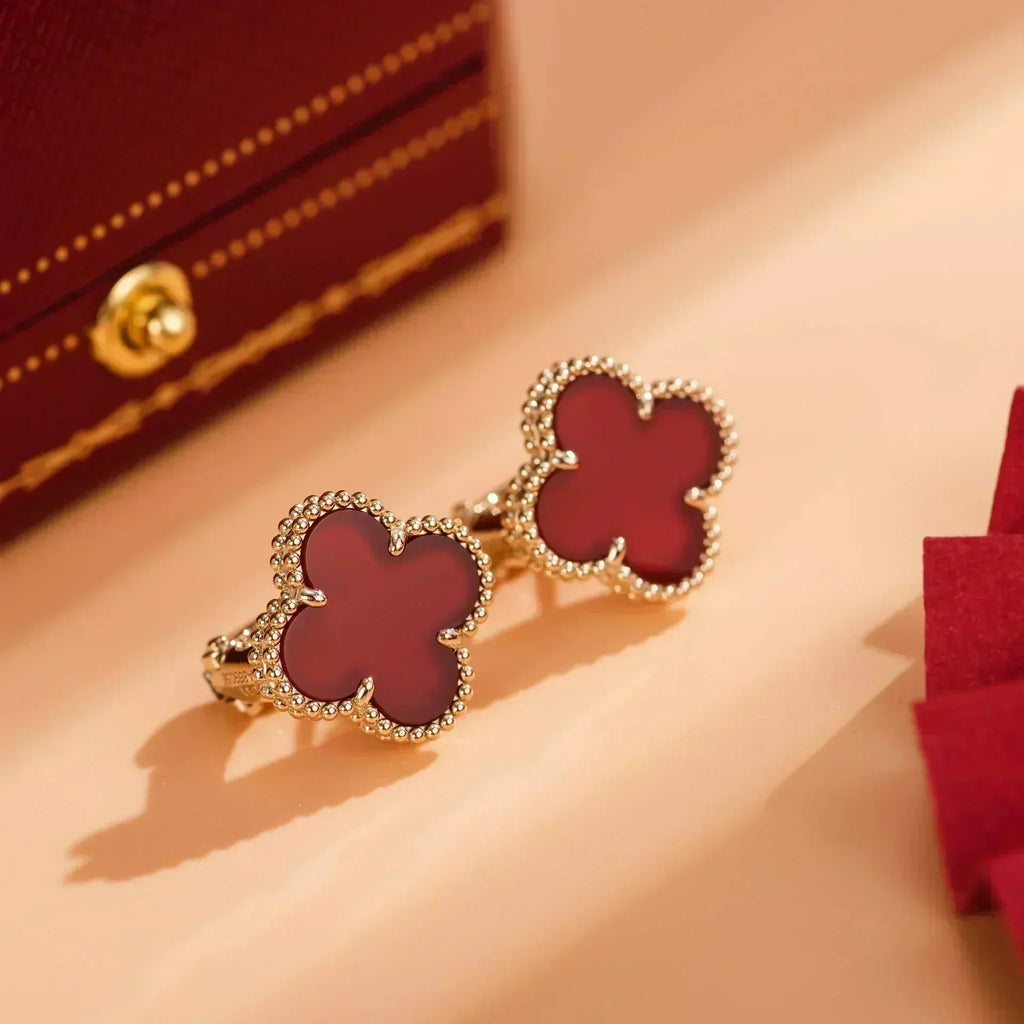 Aura CLOVER MEDIUM 1 MOTIFS CARNELIAN  EARRINGS