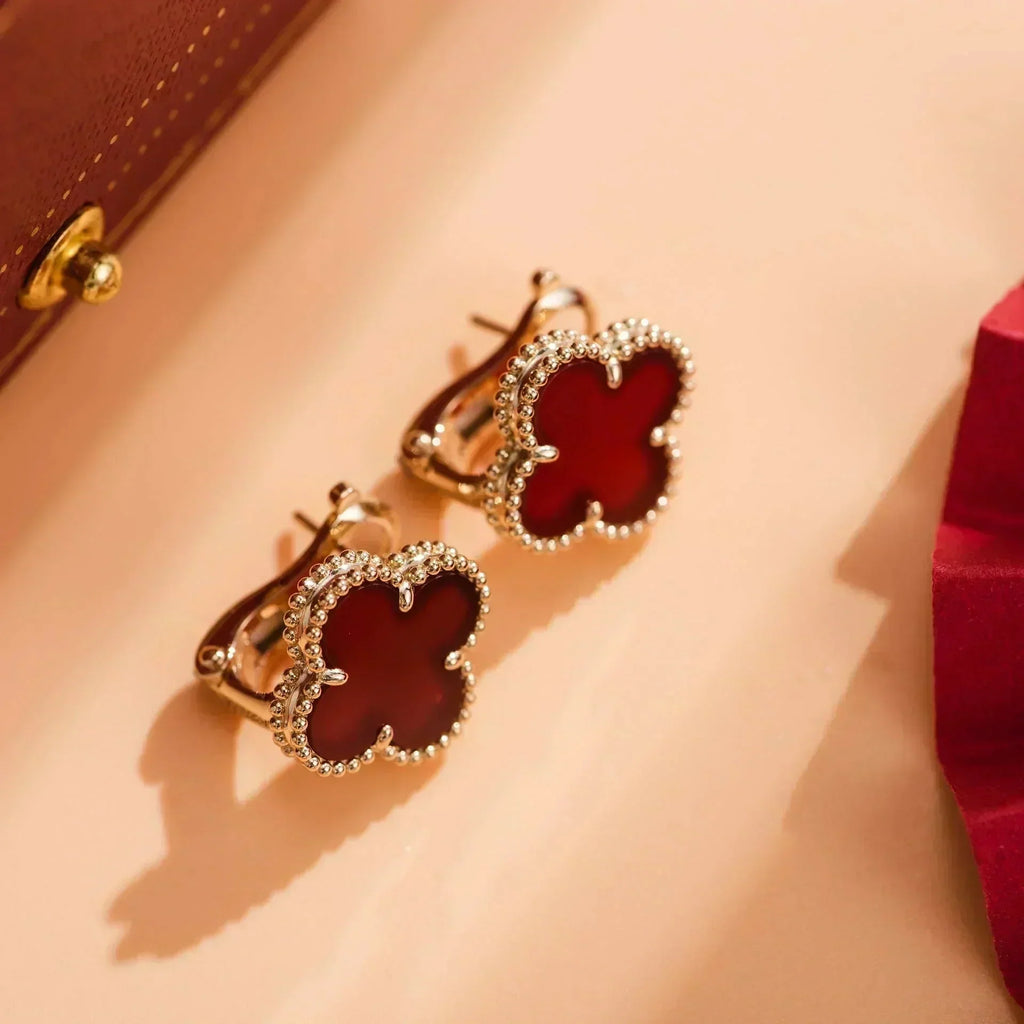 Aura CLOVER MEDIUM 1 MOTIFS CARNELIAN  EARRINGS