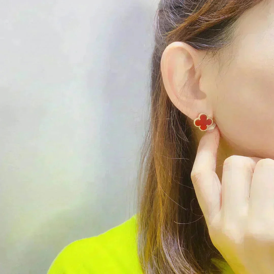 Aura CLOVER MEDIUM 1 MOTIFS CARNELIAN  EARRINGS