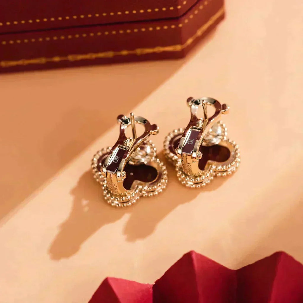 Aura CLOVER MEDIUM 1 MOTIFS CARNELIAN  EARRINGS