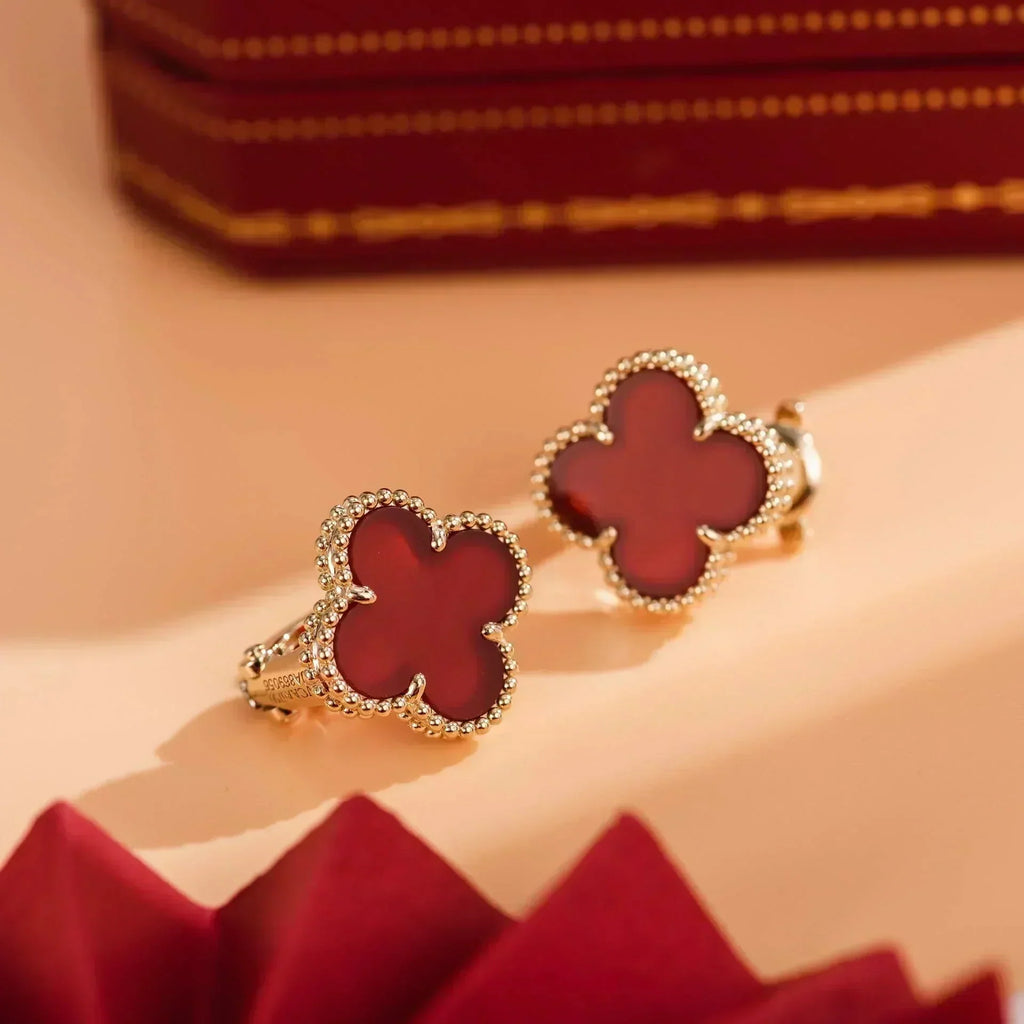 Aura CLOVER MEDIUM 1 MOTIFS CARNELIAN  EARRINGS