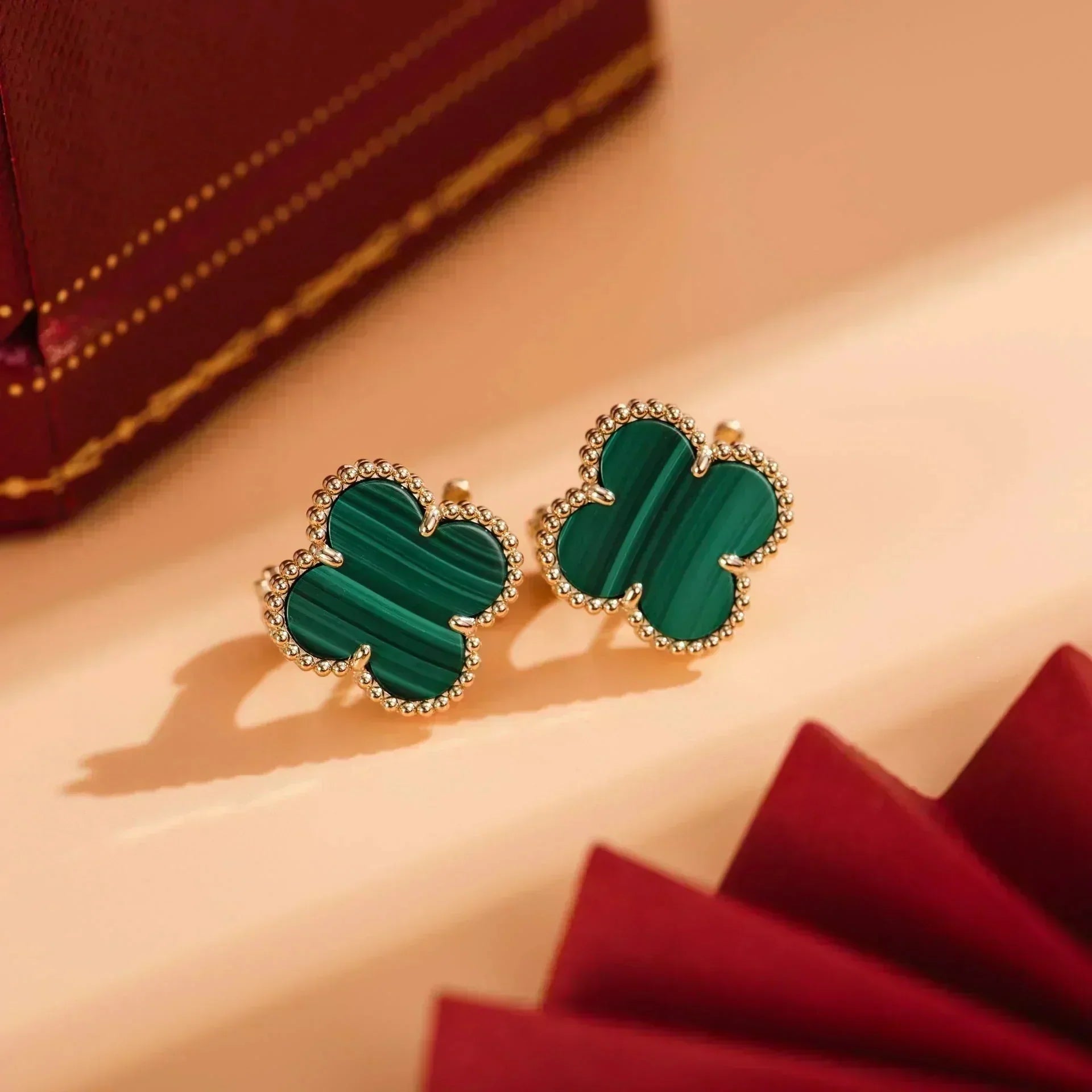 Aura CLOVER MEDIUM 1 MOTIFS MALACHITE  EARRINGS