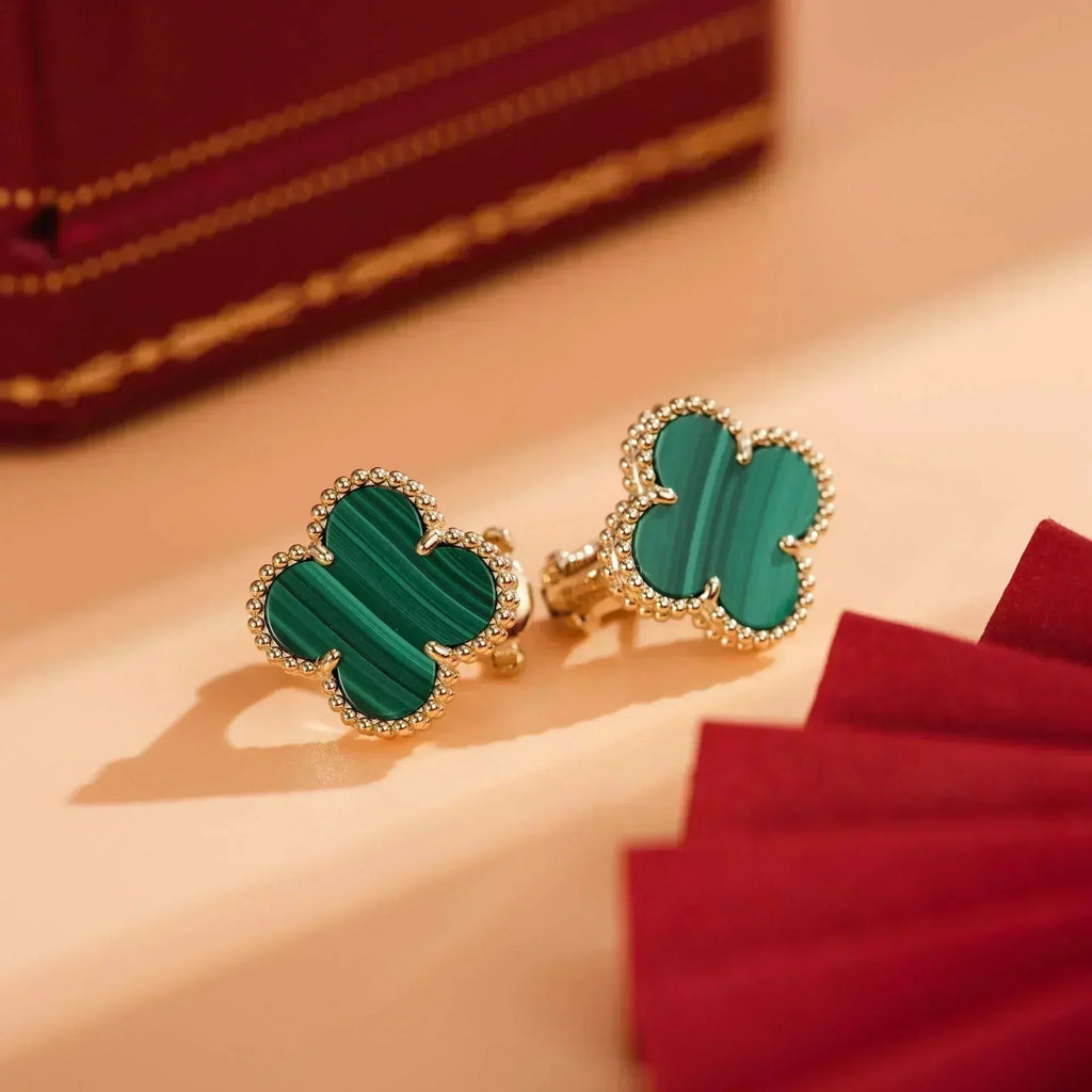 Aura CLOVER MEDIUM 1 MOTIFS MALACHITE  EARRINGS