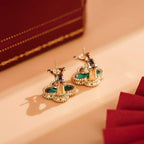 Aura CLOVER MEDIUM 1 MOTIFS MALACHITE  EARRINGS