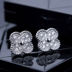 Aura CLOVER 1 MOTIFS DIAMOND STUD EARRINGS SILBER