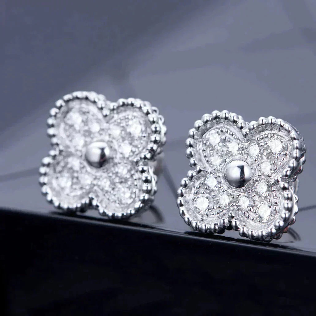 Aura CLOVER 1 MOTIFS DIAMOND STUD EARRINGS SILBER