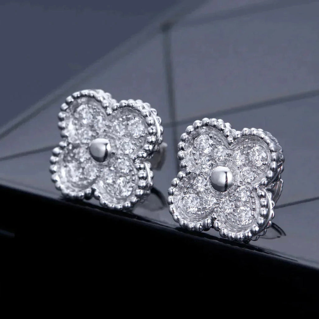Aura CLOVER 1 MOTIFS DIAMOND STUD EARRINGS SILBER