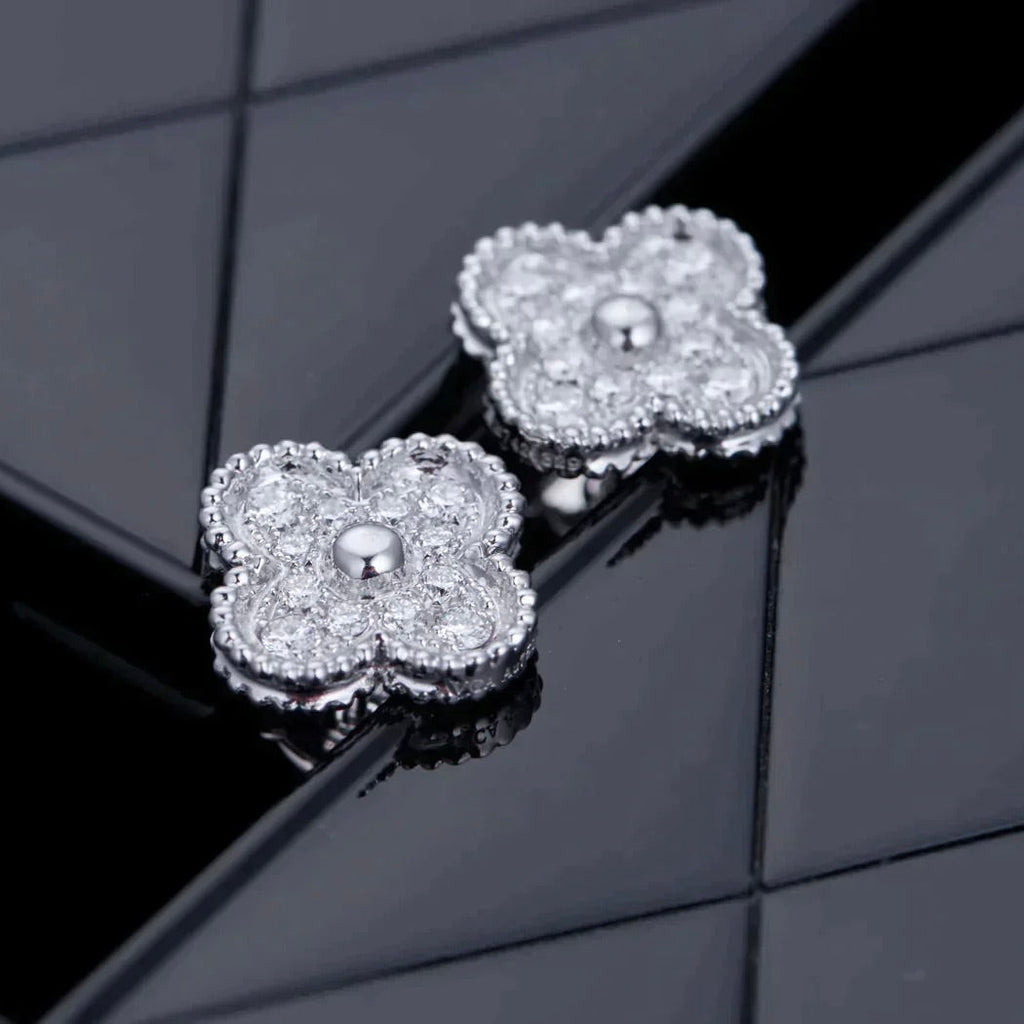 Aura CLOVER 1 MOTIFS DIAMOND STUD EARRINGS SILBER