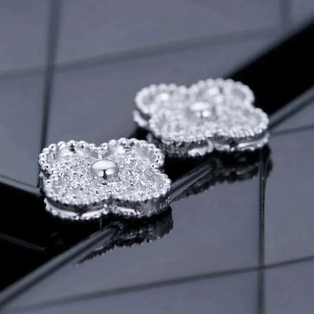 Aura CLOVER 1 MOTIFS DIAMOND STUD EARRINGS SILBER