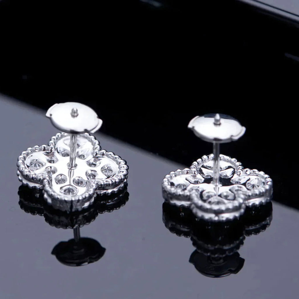 Aura CLOVER 1 MOTIFS DIAMOND STUD EARRINGS SILBER