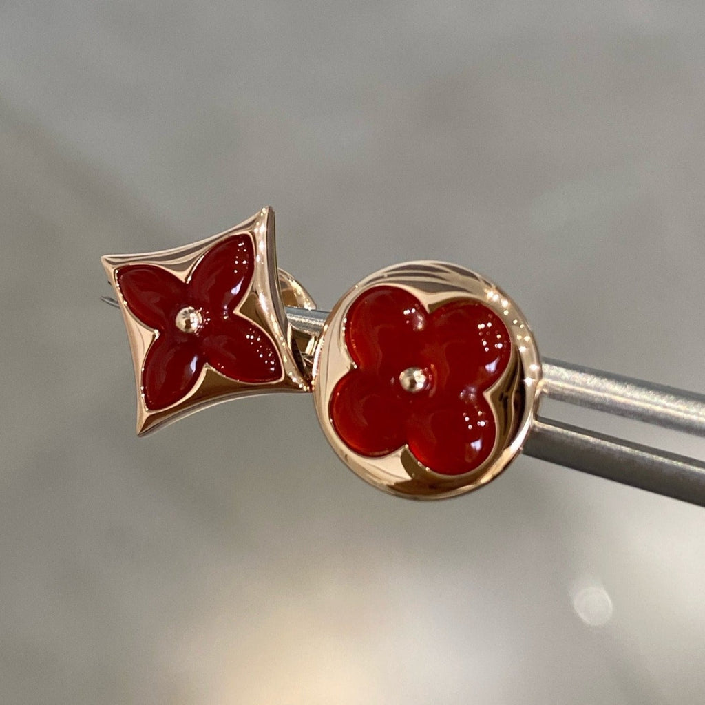 Aura STAR AND SUN PINK GOLD CARNELIAN STUD EARRINGS