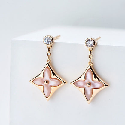 Aura DOUBLE STAR ROSÉGOLDENE PERLMUTT-TROPFENOHRRINGE