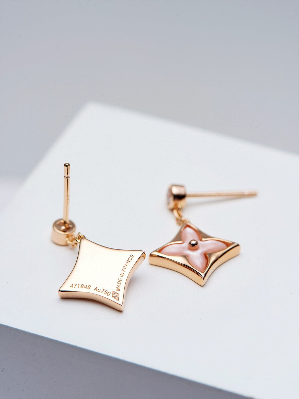 Aura DOUBLE STAR ROSÉGOLDENE PERLMUTT-TROPFENOHRRINGE