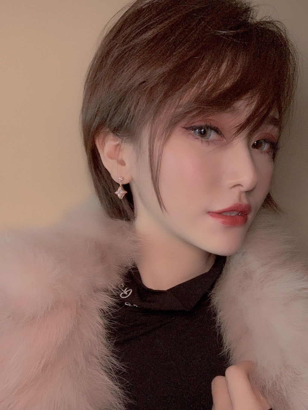 Aura DOUBLE STAR PINK GOLD MOP DROP EARRINGS