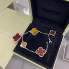 Aura CLOVER 5 MOTIFS SILBER CORNALIN TIGERAUGE ARMBAND
