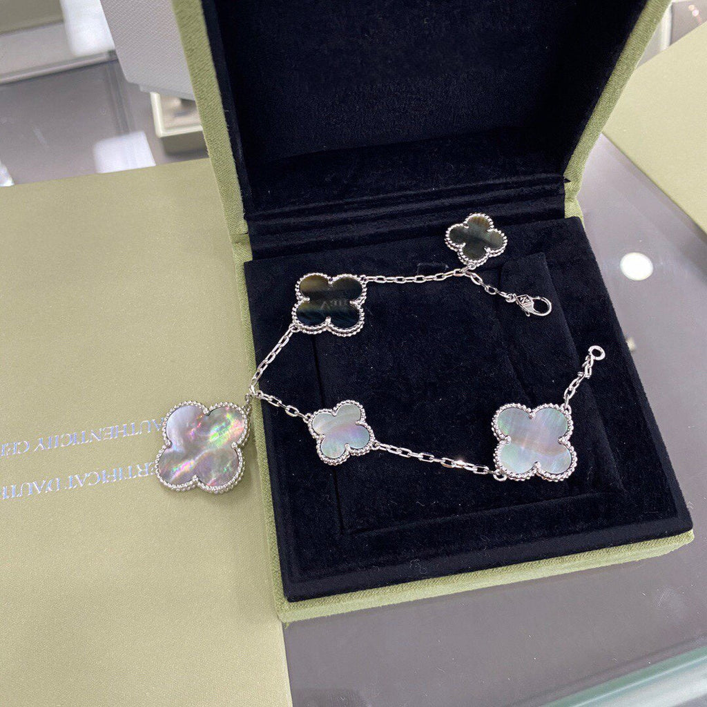 Aura CLOVER 5 MOTIFS SIVLER DARK MOP BRACELET