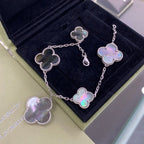 Aura CLOVER 5 MOTIFS SIVLER DARK MOP BRACELET