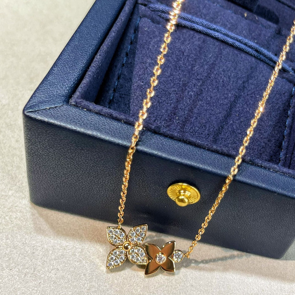 Aura STAR BLOSSOM NECKLACE PINK GOLD DIAMONDS