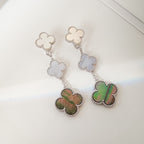 Aura CLOVER 3 MOTIFS CHALCEDONY DARK MOP SILVER OHRRINGE