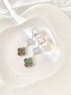 Aura CLOVER 3 MOTIFS CHALCEDONY DARK MOP SILVER OHRRINGE