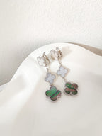 Aura CLOVER 3 MOTIFS CHALCEDONY DARK MOP SILVER OHRRINGE