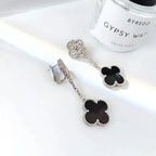Aura CLOVER 2 MOTIVE DIAMANT ONYX OHRRINGE SILBER