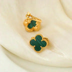 Aura CLOVER MEDIUM 1 MOTIFS MALACHITE  EARRINGS