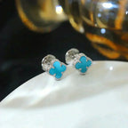 Aura CLOVER MINI 9.5MM ONYX OHRSTECKER SILBER