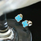 Aura CLOVER MINI 9.5MM ONYX OHRSTECKER SILBER