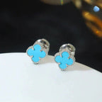 Aura CLOVER MINI 9.5MM ONYX OHRSTECKER SILBER