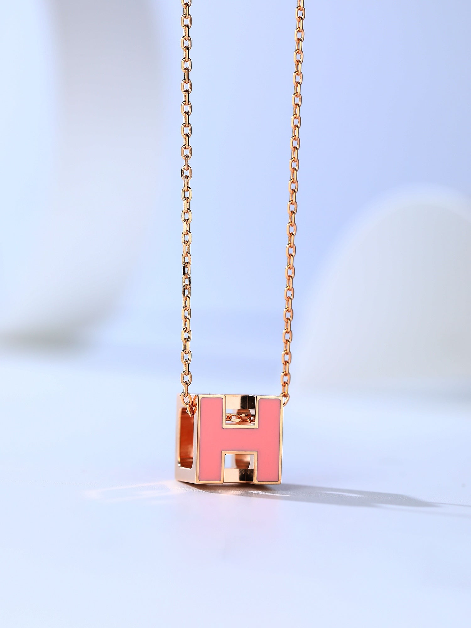 Aura H CAGE PINK GOLD NECKLACE