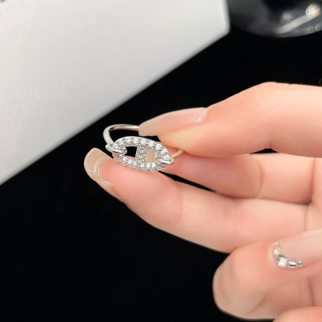 Aura RONDE SMALL SILVER DIAMOND RING