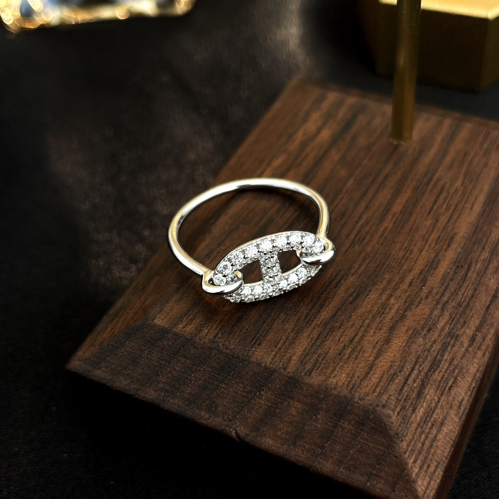 Aura RONDE SMALL SILVER DIAMOND RING