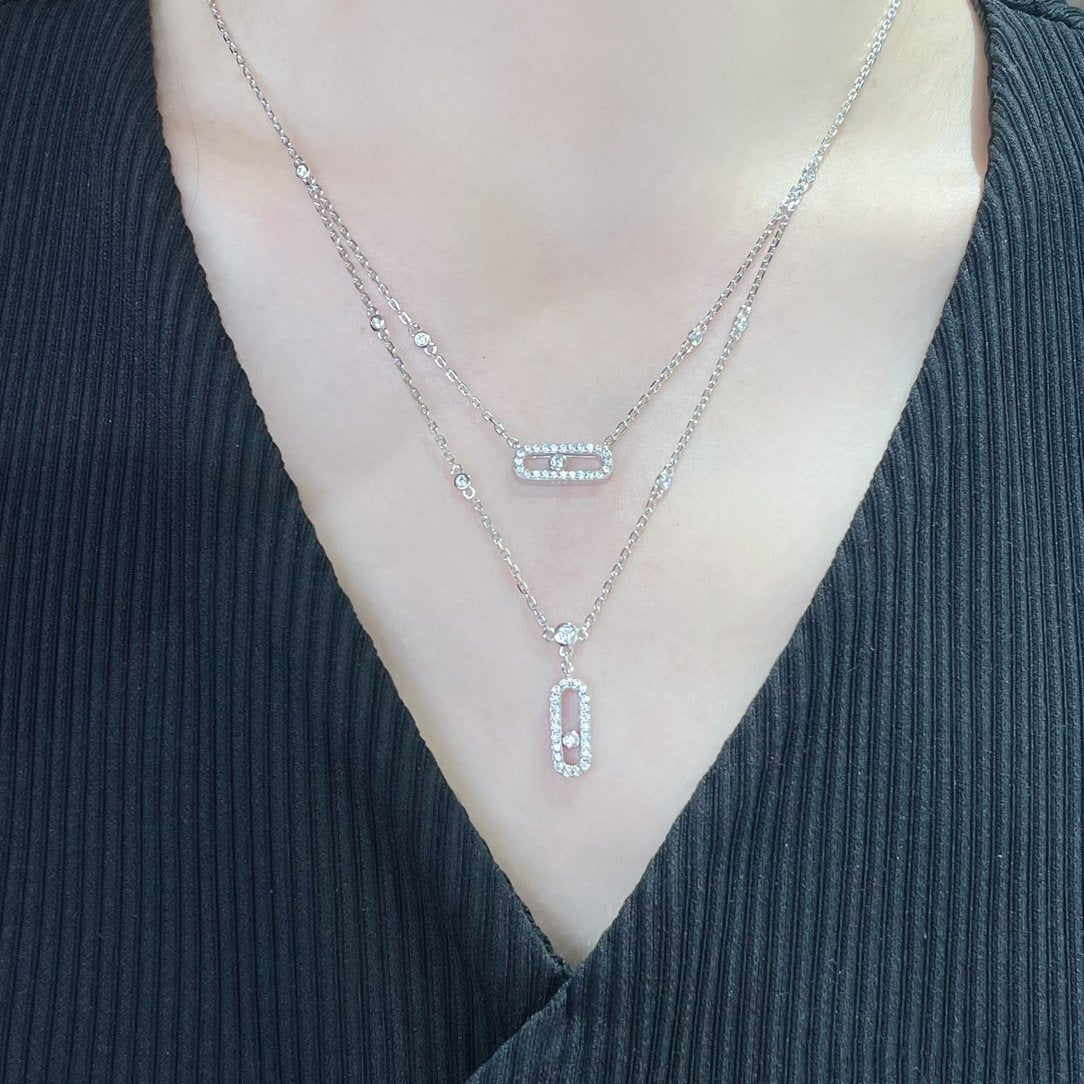 [⭐Aura ]MOVE 2 ROW DIAMOND NECKLACE