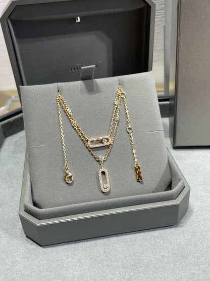 [⭐Aura ]MOVE 2 ROW DIAMOND NECKLACE