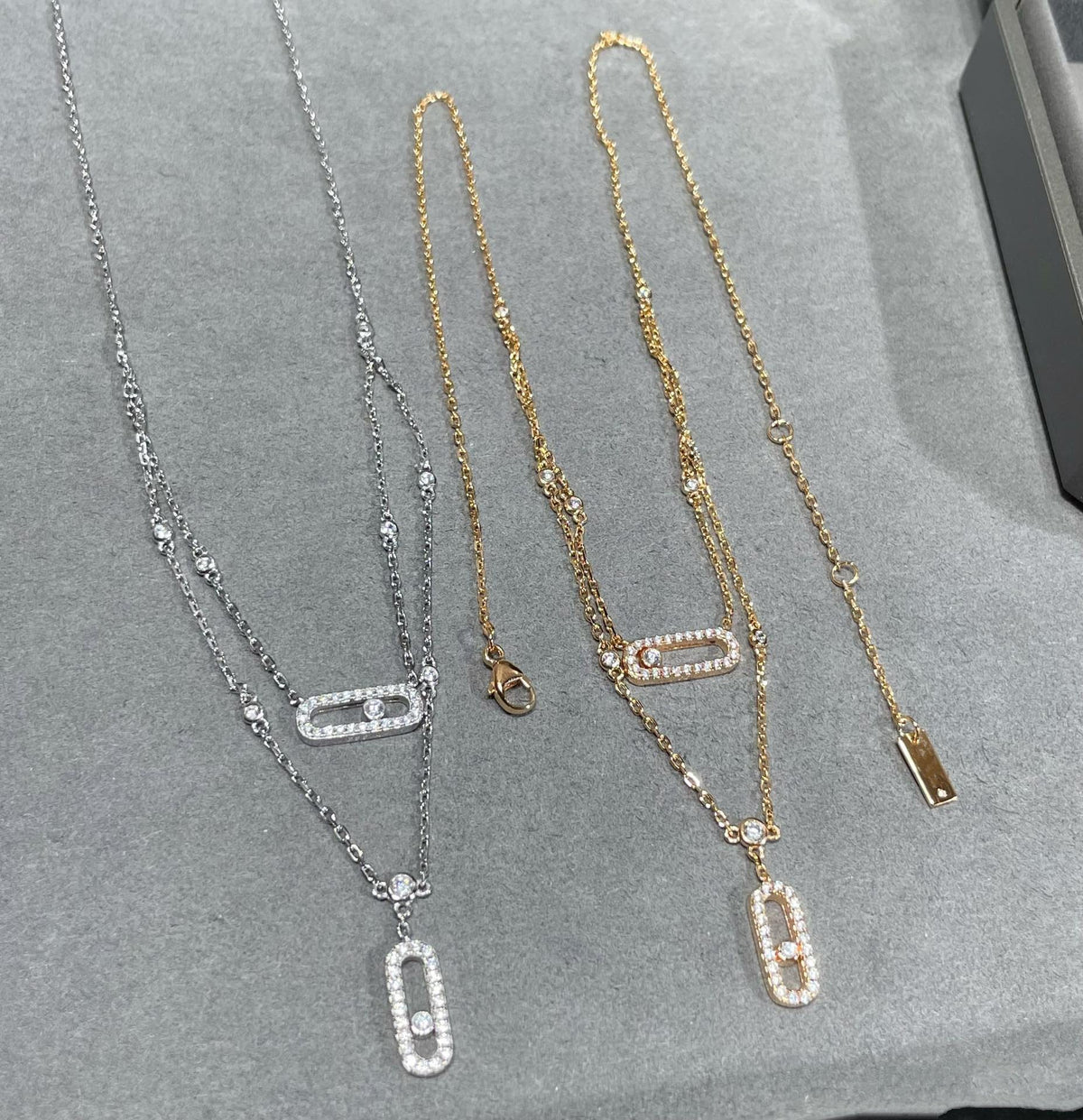 [⭐Aura ]MOVE 2 ROW DIAMOND NECKLACE