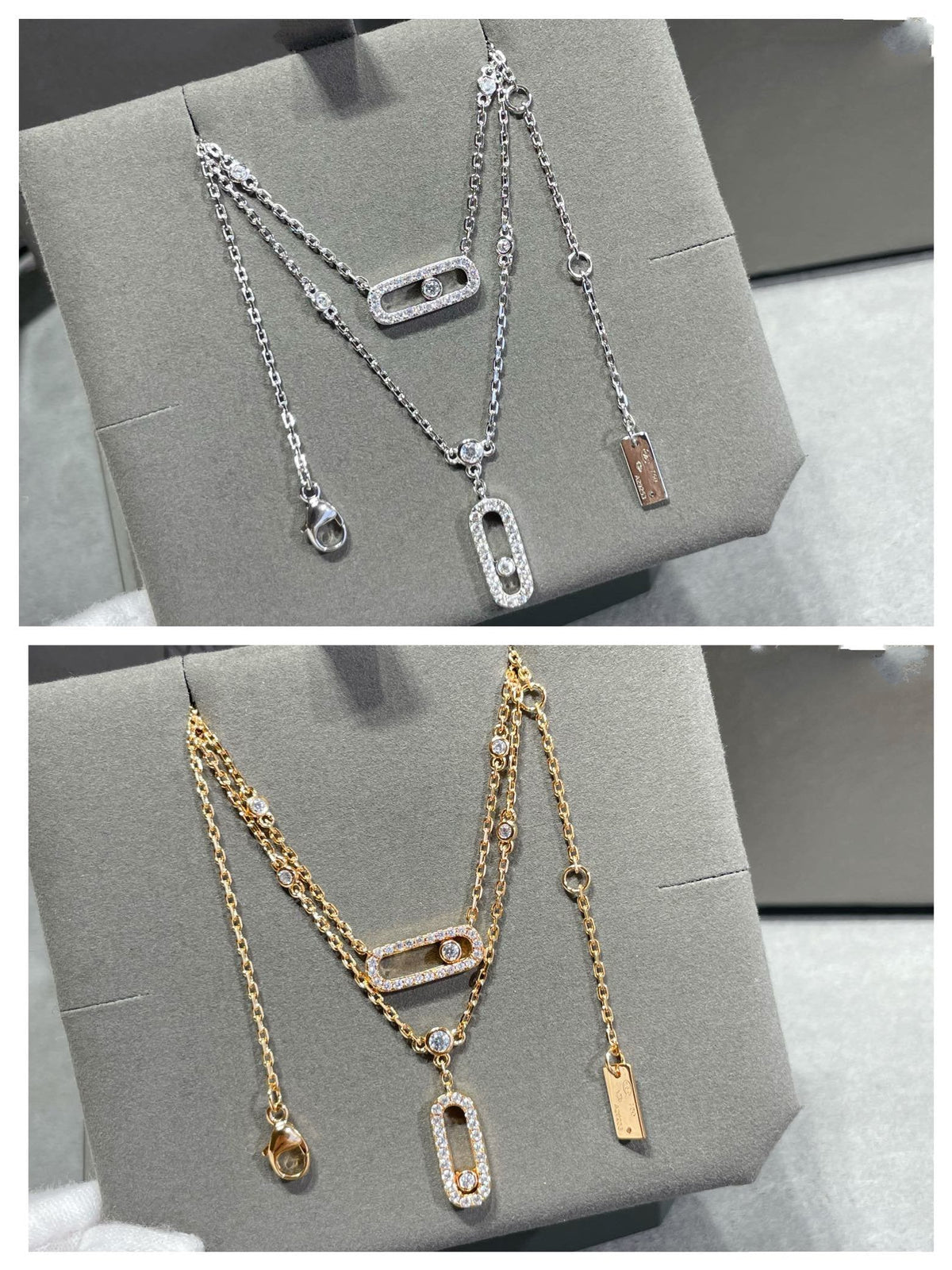 [⭐Aura ]MOVE 2 ROW DIAMOND NECKLACE