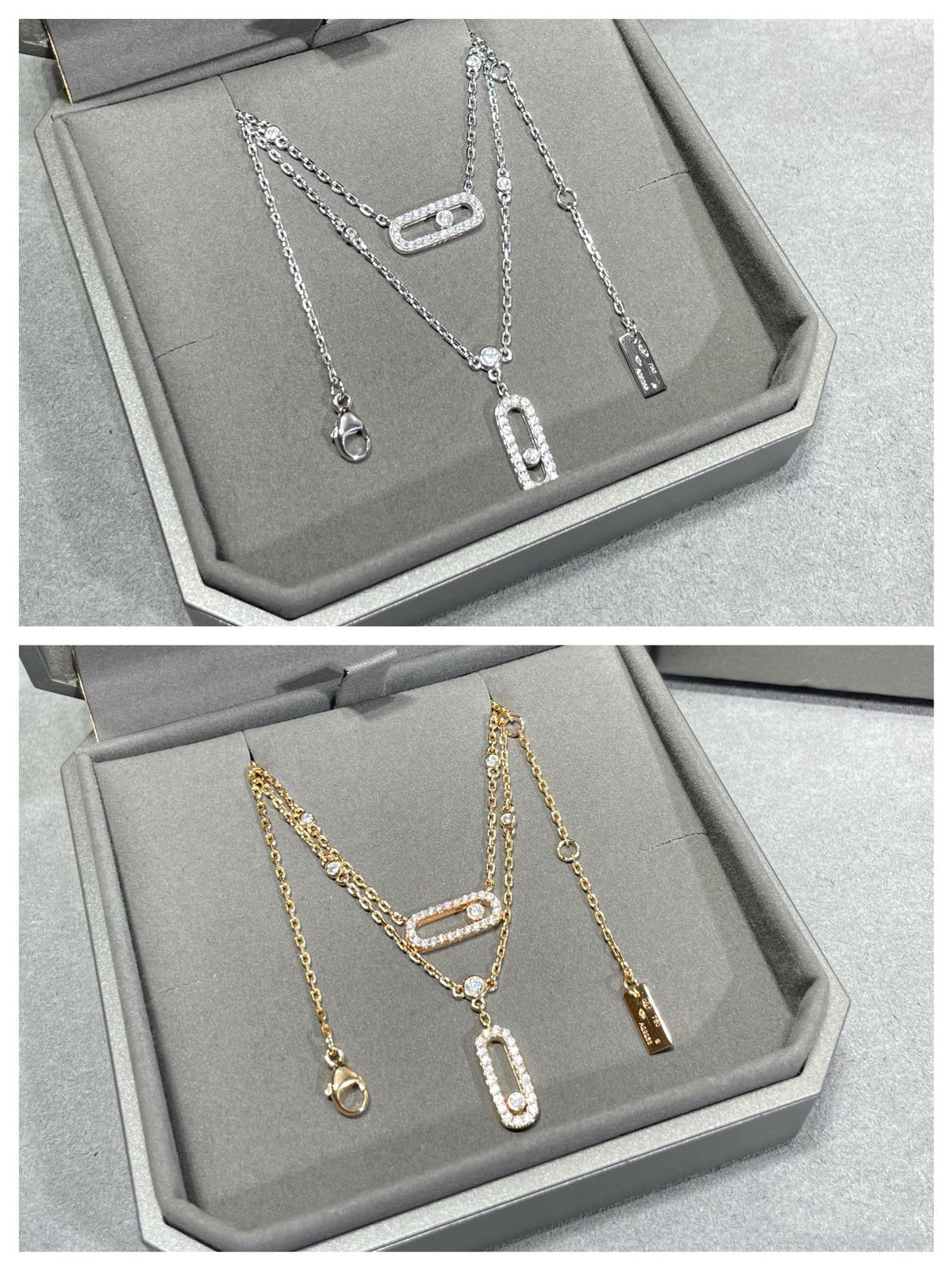 [⭐Aura ]MOVE 2 ROW DIAMOND NECKLACE